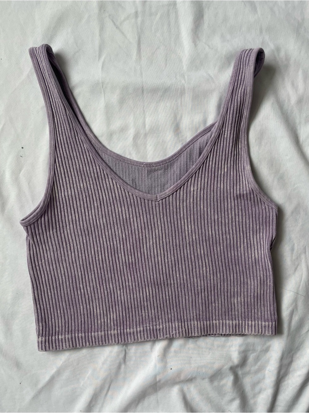 aerie Ribbed V-Neck Cropped Tank - Lavender